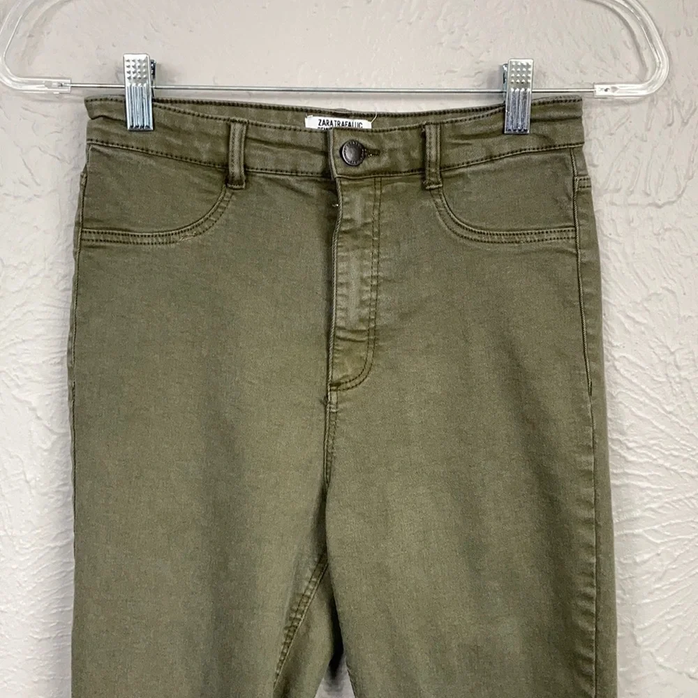 Zara Trafaluc Olive Green Skinny Jeans Size 6 - Picture 4 of 8